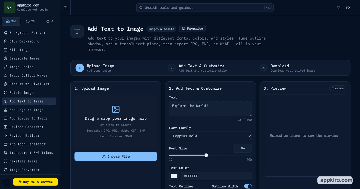 Add Text to Image Online — Custom Fonts, Outline, Shadow | appkiro.com