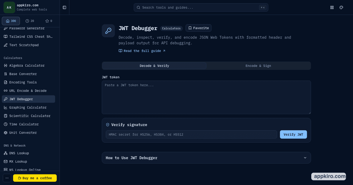 JWT Debugger Online for Decode, Verify and Encode | appkiro.com