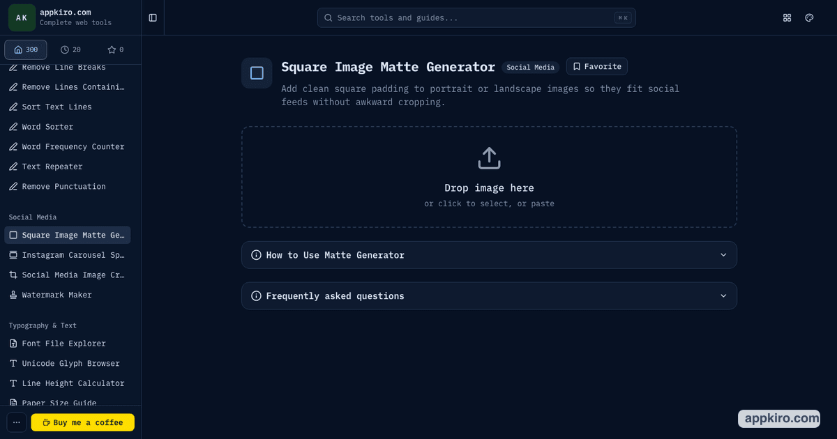 Square Image Matte Generator Online for Social Posts | appkiro.com
