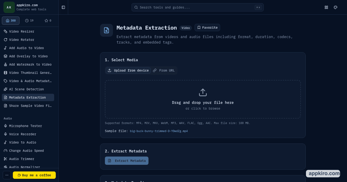 Media Metadata Extractor for Video and Audio | appkiro.com