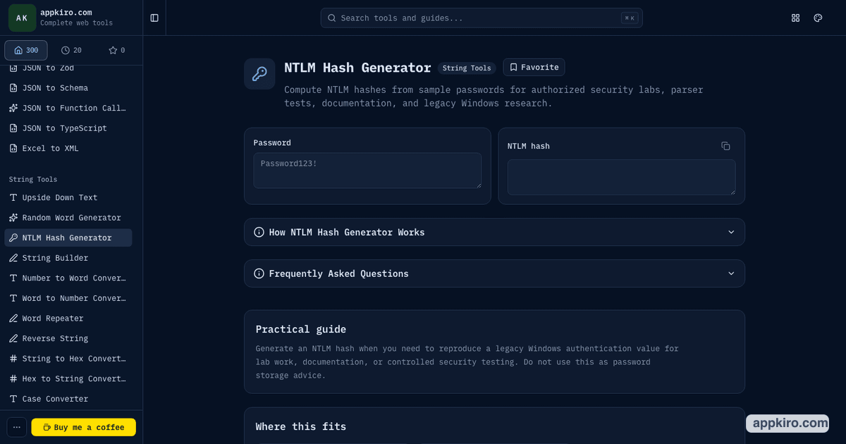 Ntlm Hash File NTLM Hash Generator Online for Security Testing | appkiro.com